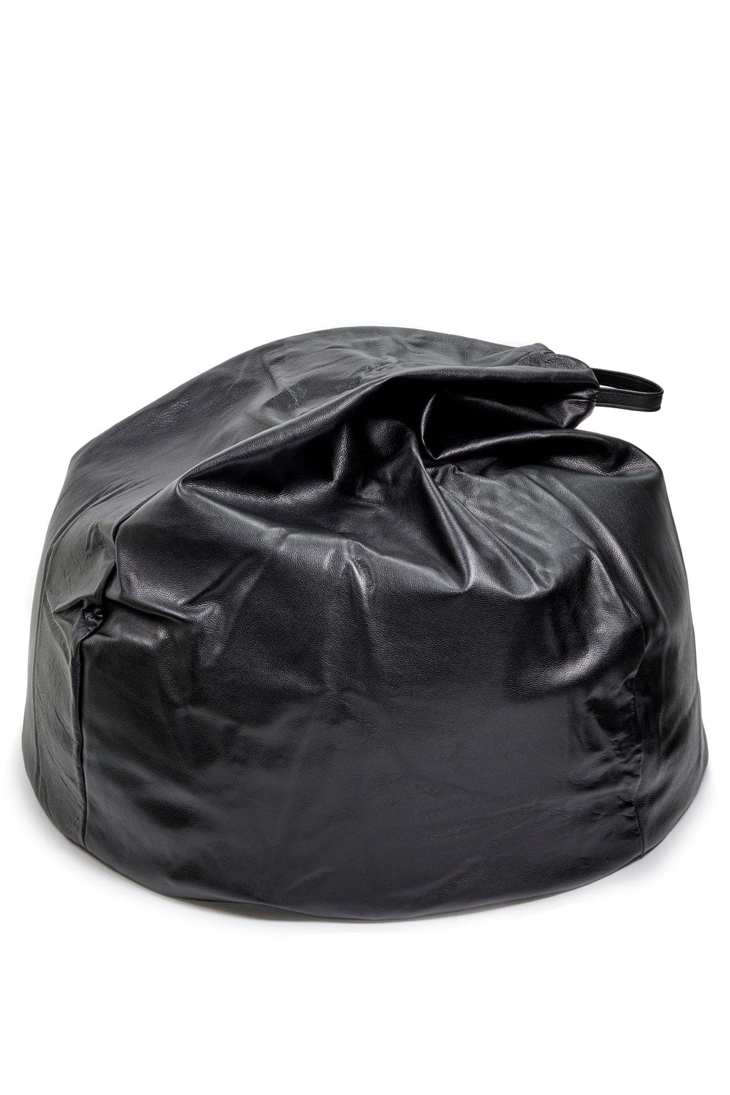 Black bean bag chair on a white background