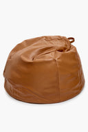 Brown leather bean bag chair on a white background