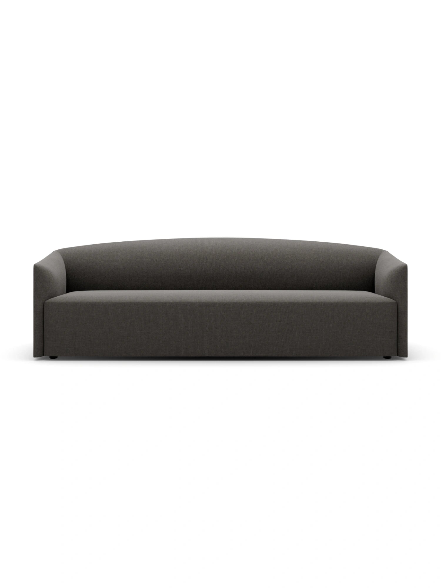 New Works Shore Sofa 3-Seater - Extended Base, presented in a rich, dark grey 'Lava Rock' fabric, showcasing its clean lines and minimalist design on a crisp white background, emphasizing its modern and versatile appeal.