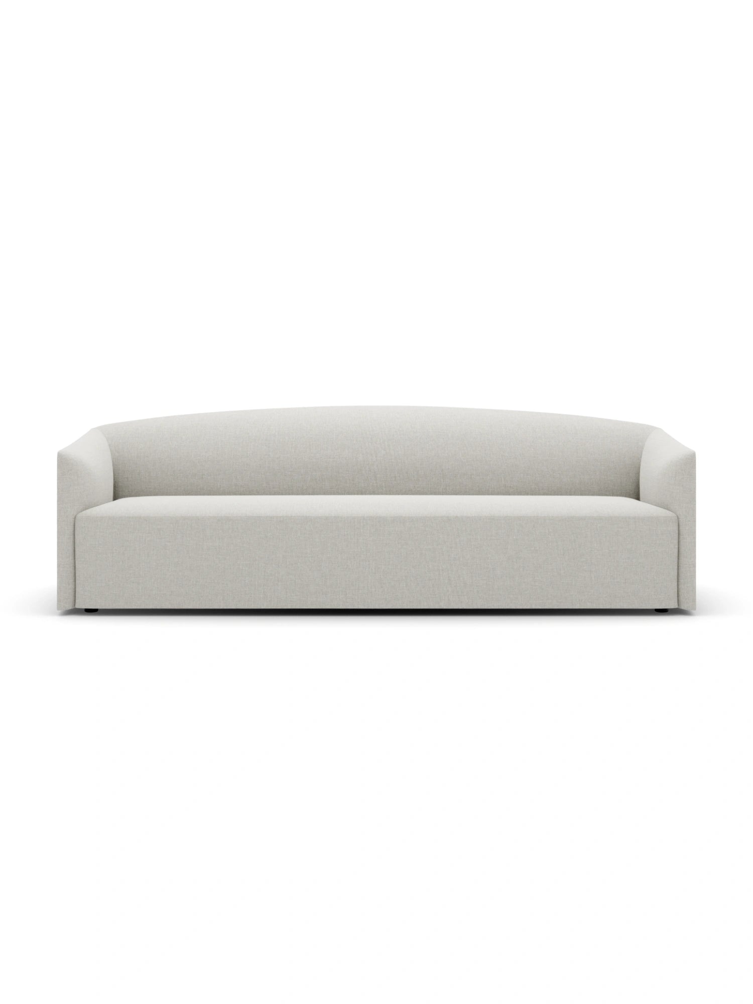 New Works Shore Sofa 3-Seater - Extended Base, upholstered in a light, textured 'Quill' fabric, showcasing its contemporary design and comfortable proportions, presented on a clean white background for clear product visibility.