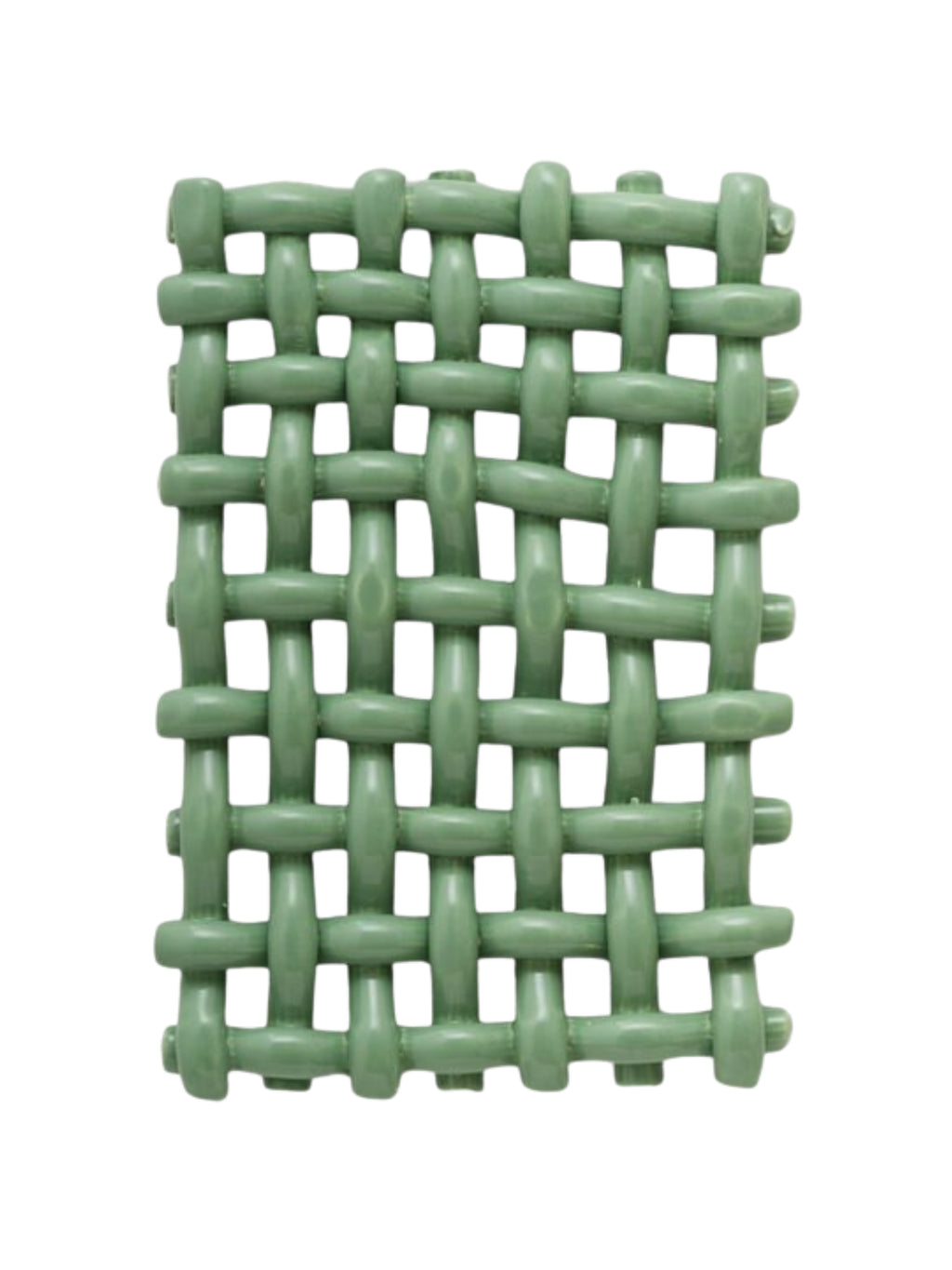 The Poster Club Interlace No. 02, an organic modern wall art piece crafted from sage green glazed ceramic.