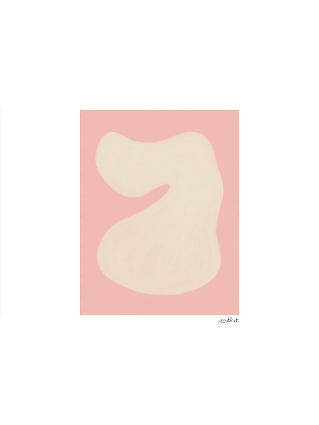 The Poster Club Shape Study 01, an abstract art print featuring a soft, organic cream-colored shape with subtle brushstroke texture against a delicate blush pink background. This minimalist and contemporary design offers a calming aesthetic, perfect as modern wall art for Scandinavian bedrooms, organic living rooms, or a serene gallery wall.