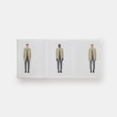 A close-up image of the Thom Browne men's slim-fit wool blazer with signature tricolor stripes and notch lapel