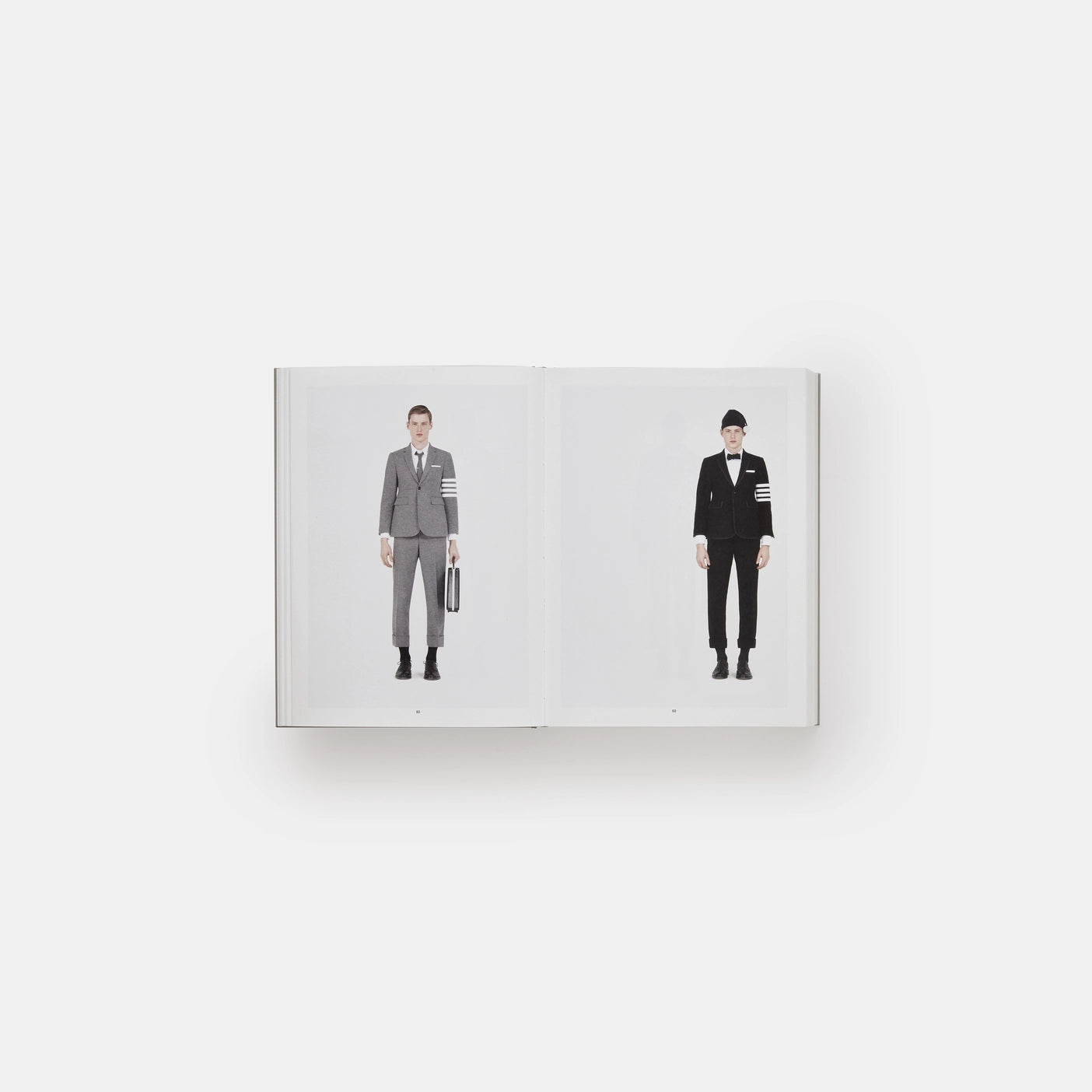  Thom Browne men's grey wool trousers with four white stripes