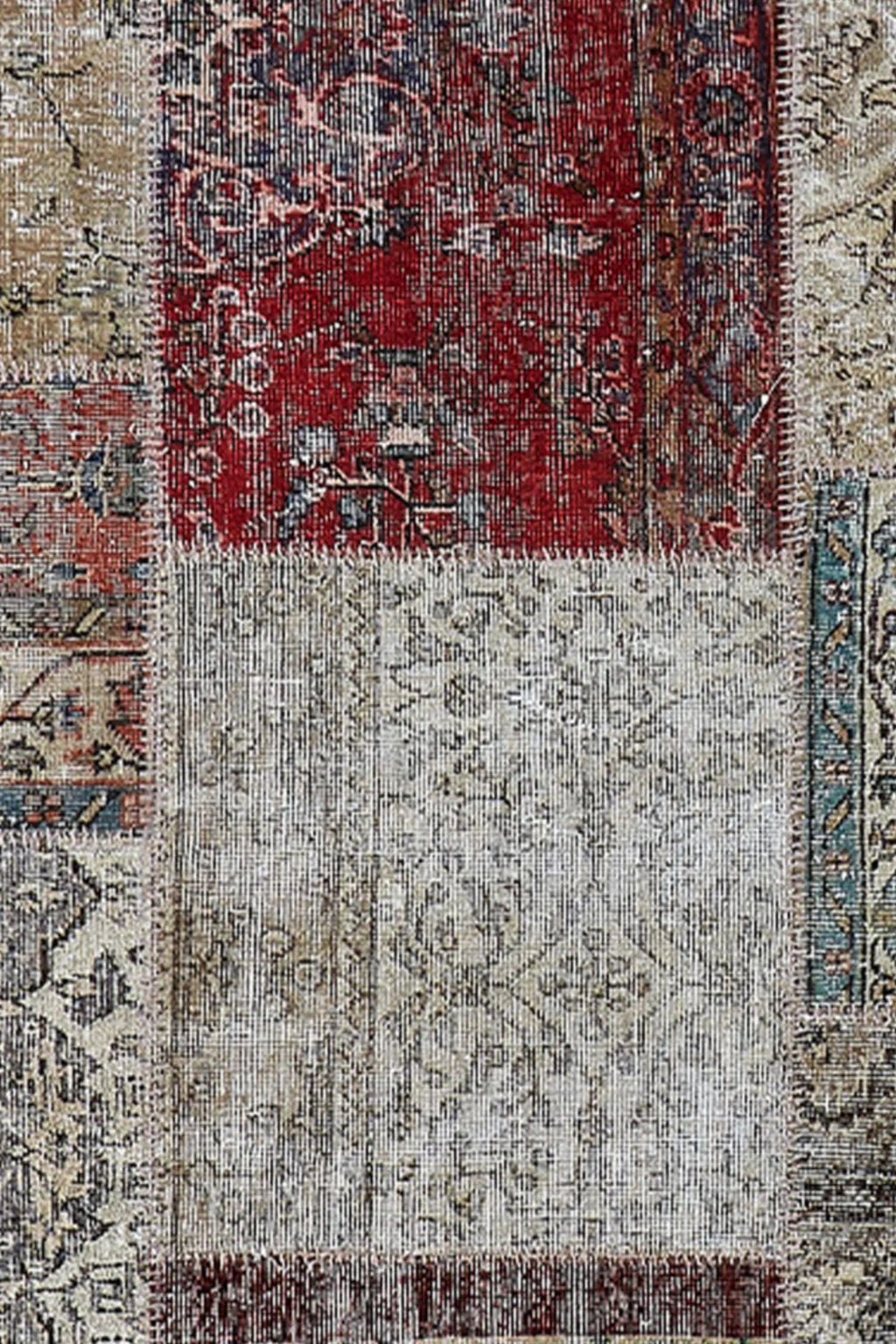 Handwoven Vintage Rug with Intricate Geometric Patterns and Earthy Tones