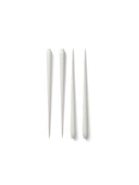 Large Taper Candles - Set of 4 in classic white color for elegant table setting.

